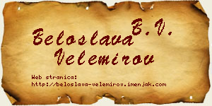 Beloslava Velemirov vizit kartica